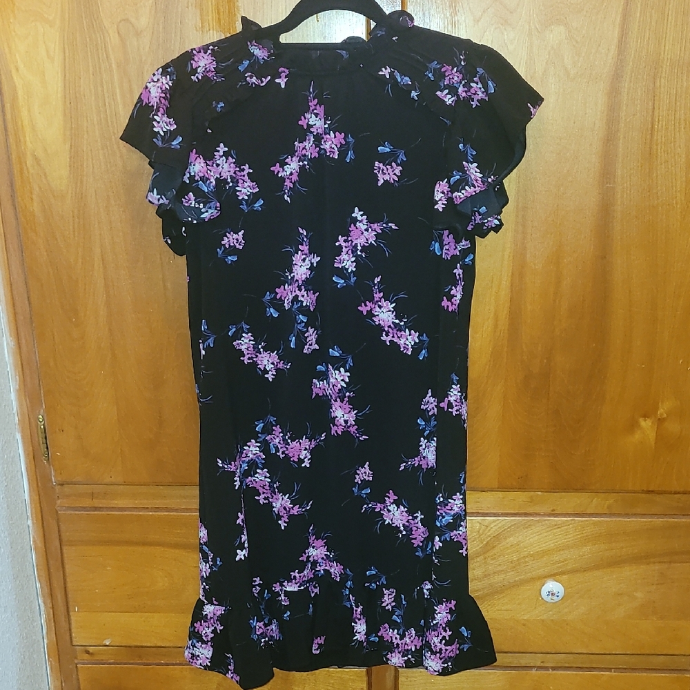 CeCe Black Floral Midi Dress